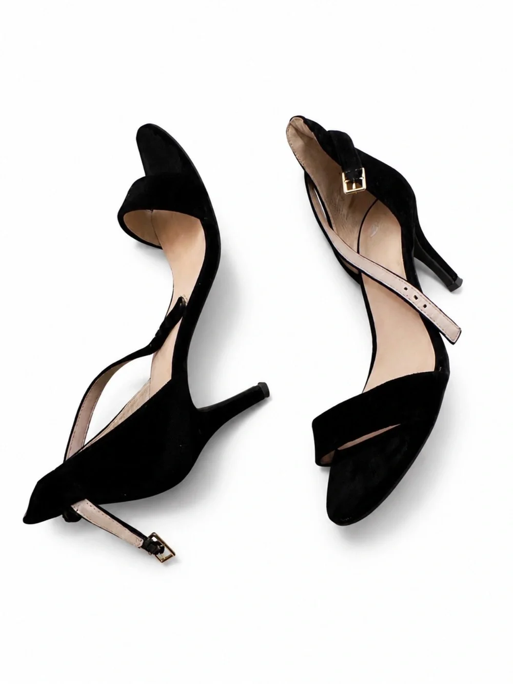 BP Black Suede Ankle-Strap Kitten Heels - Women